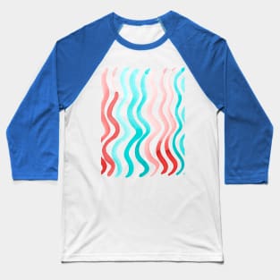 Wavy lines - orange and mint Baseball T-Shirt